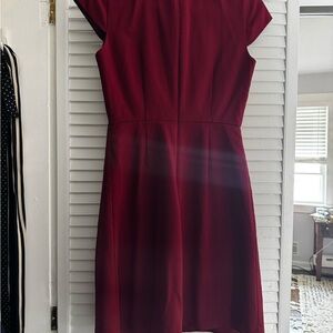 J. Crew Wine Cap-Sleeve Midi Sheath Dress